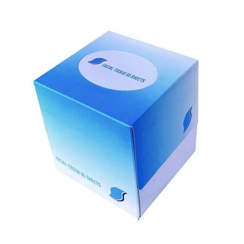 Facial Tissue Cube Box, 2-Ply, White, 85 Sheets/Box