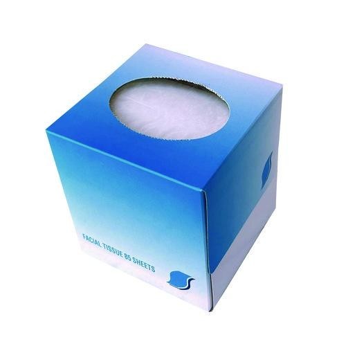 Facial Tissue Cube Box, 2-Ply, White, 85 Sheets/Box