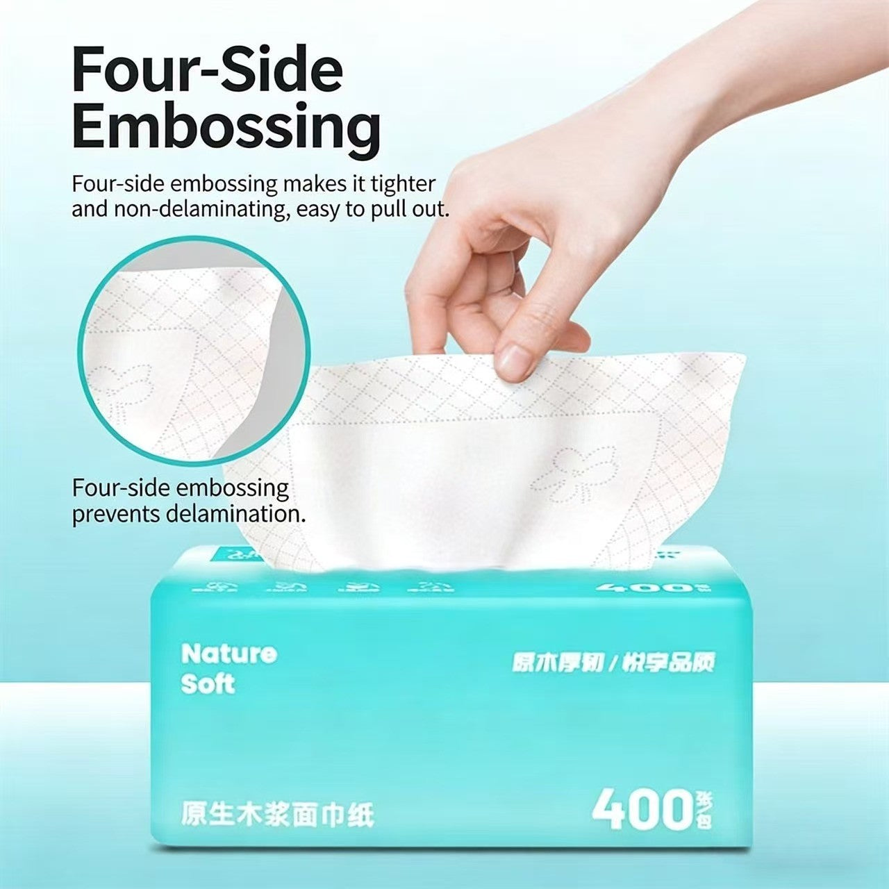 YUXUAN Trusted Care Facial Tissue Paper, 5-ply, 400 sheets/pack，30- Pack